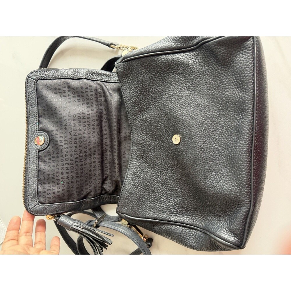 Kate Spade Chester Street Black Pebbled Leather Crossbody bag Satchel Tassel - Picture 11 of 14